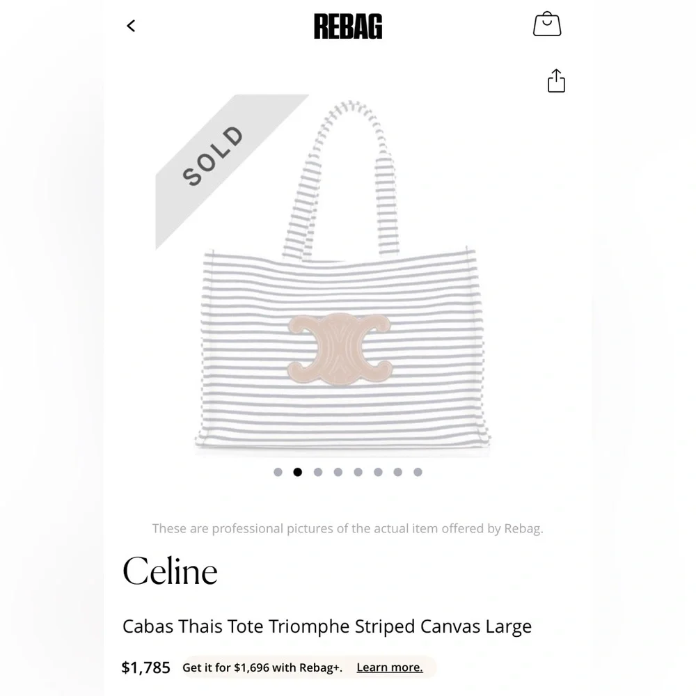 CELINE Large Cabas Thias Canvas Tote Bag